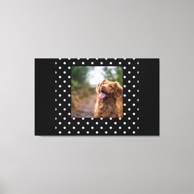 Lienzo Black and white polka dot Dog pic (Anverso)