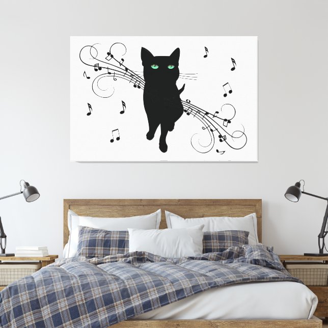 Lienzo Black Cat Surrounded by Whispering Notes of Music (Insitu(Dormitorio))