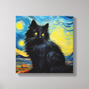 Lienzo "Black Cat Van Gogh Sky