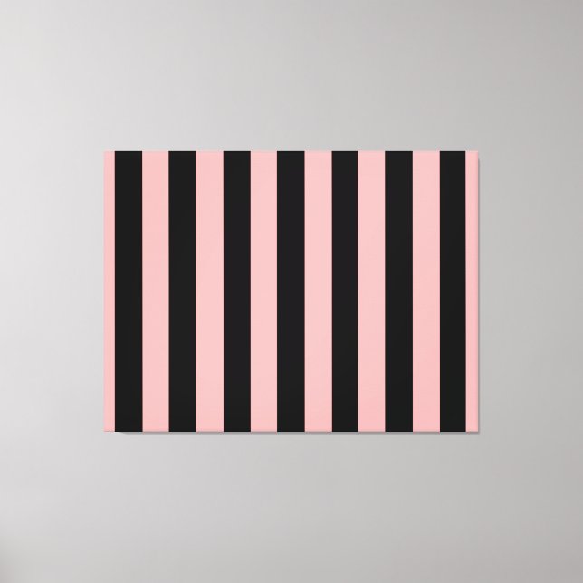 Lienzo Black & Coral Pink Striped Canvas Wall Art (Anverso)