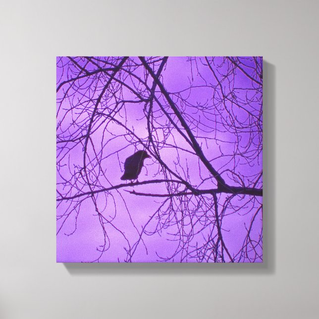 Lienzo Black Crow Purple Sky Trees Fotografía (Anverso)