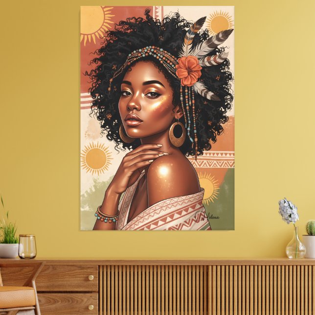 Lienzo Black Girl Poster – Stunning Bohemian Wall Art (Insitu (Sala de estar))
