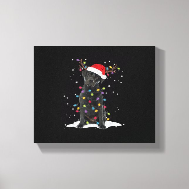 Lienzo Black Labrador Xmas Dog Christmas Tree Light Class (Anverso)
