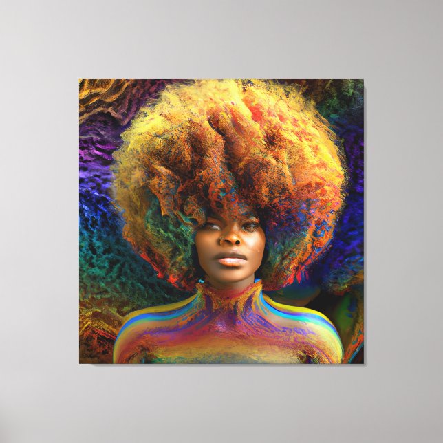 Lienzo Black Queen Rainbow Sista Women Melanin Sista Afro (Anverso)