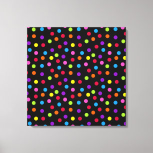 Lienzo Black Rainbow polka dots Multi Color