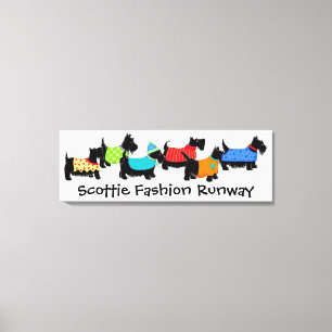Lienzo Black Scottie Perros Moda Runway Turquoise Art