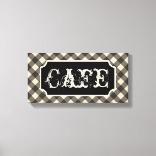 Lienzo Black Vintage Cafe Rótulo Wall Art Canvas