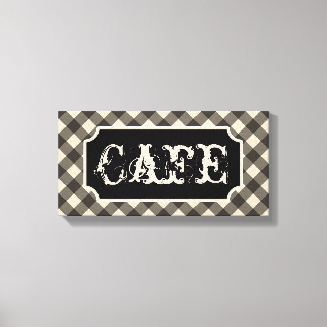 Lienzo Black Vintage Cafe Rótulo Wall Art Canvas (Anverso)