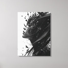 Lienzo Black & White Fantasy Woman Portrait – Elegant Abs
