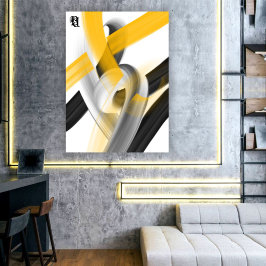 Lienzo Black White Gray Gold Abstract