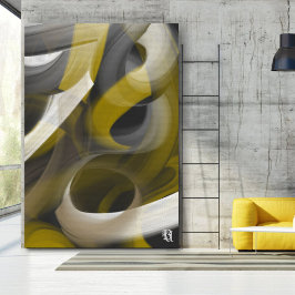 Lienzo Black White Gray Gold Abstract
