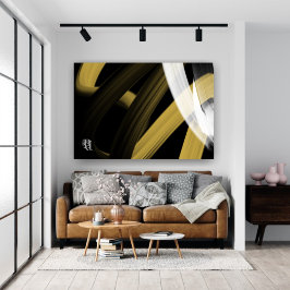 Lienzo Black White Gray Gold Abstract