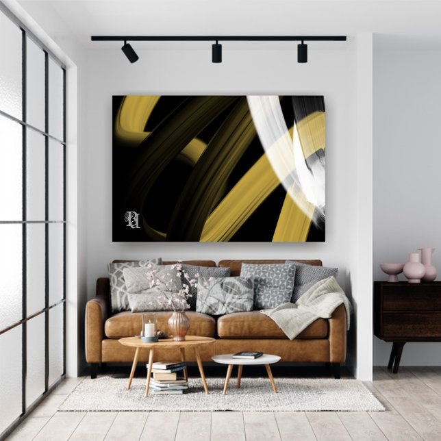 Lienzo Black White Gray Gold Abstract  (Subido por el creador)