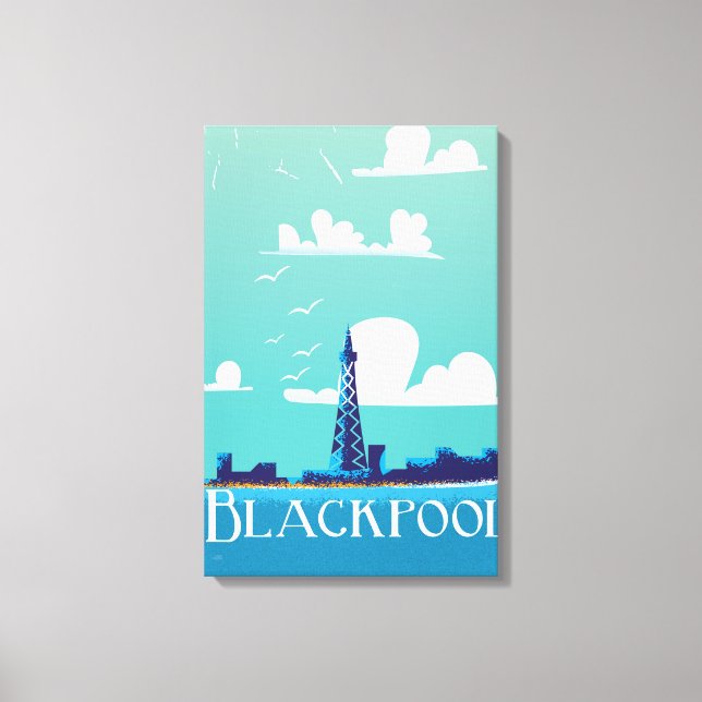 Lienzo Blackpool, poster de viajes vintage de Inglaterra (Anverso)