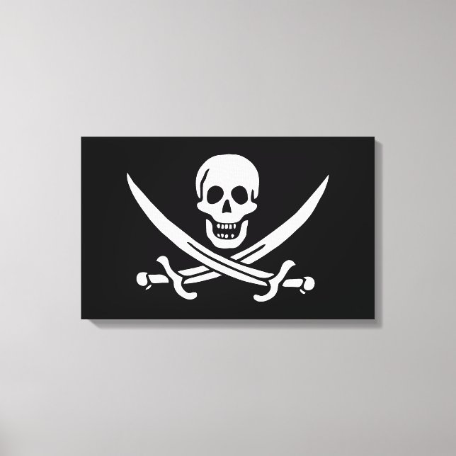 Lienzo Blanco, Bandera Pirata Calico Jack, Calavera y Cri (Anverso)