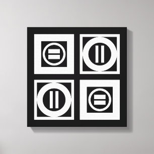 Lienzo Blanco en modelo geométrico negro del signo de