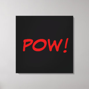Lienzo Blanco Negro Rojo Pow! Cómic Gráfico Retro Vintage