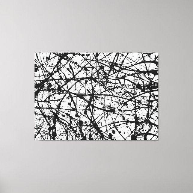 Lienzo BLANCO Y NEGRO I - Pintura de acción - Resumen - (Anverso)