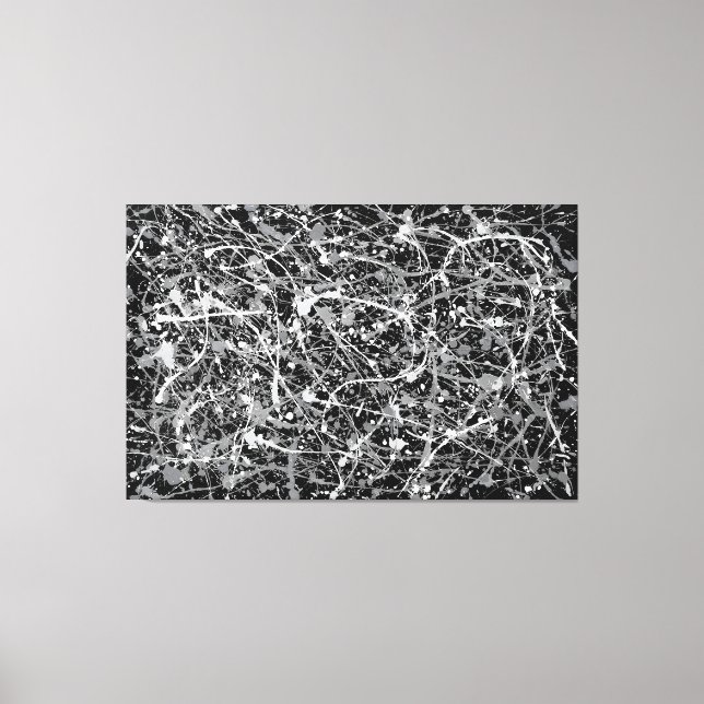 Lienzo BLANCO Y NEGRO IV - Pintura de acción -Resumen- (Anverso)