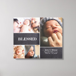 Lienzo Blessed Baby Collage de fotos Baby Stat personaliz