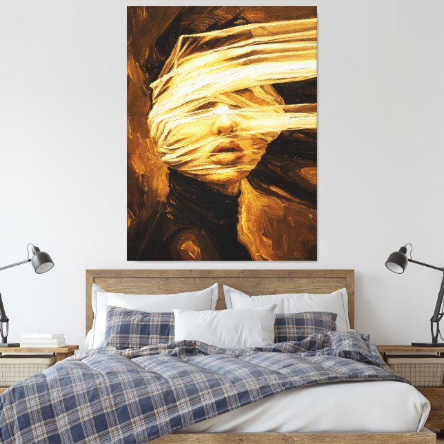 Lienzo Blindfolded Woman – Surreal Oil Art (Insitu(Dormitorio))