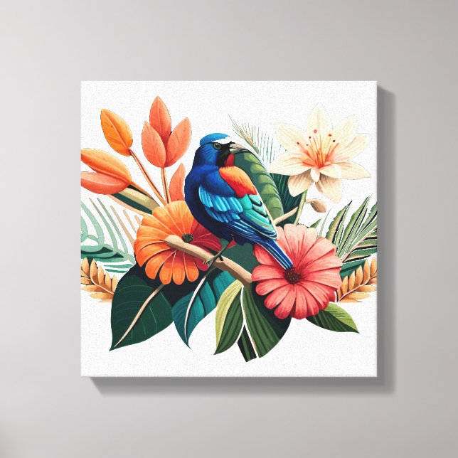 Lienzo Bliss tropical: Una Fusión Vibrante de la Flora (Anverso)