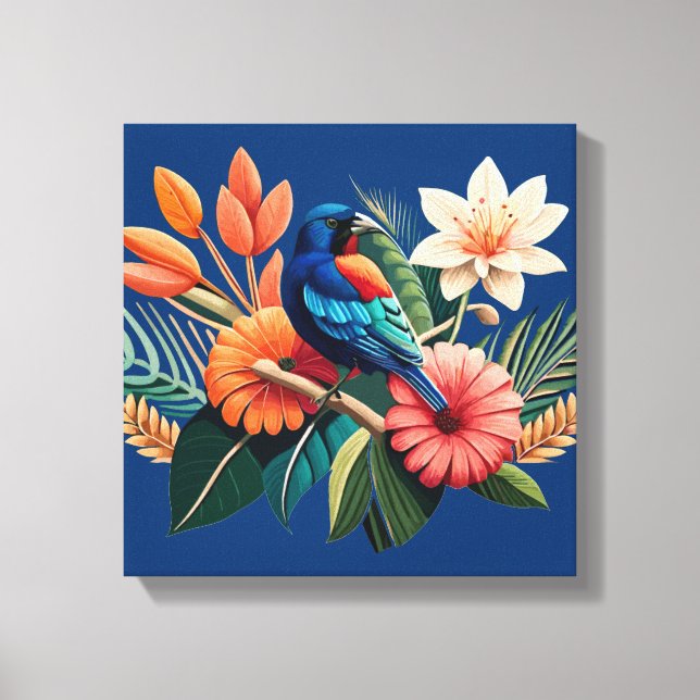 Lienzo Bliss tropical: Una Fusión Vibrante de la Flora (Anverso)