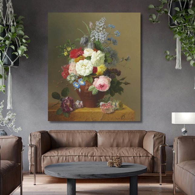 Lienzo Bloemers Rosas y flores silvestres en una Terracot (Subido por el creador)