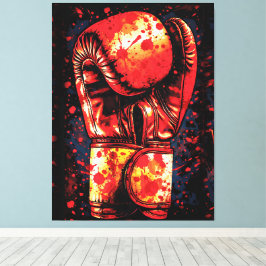 Lienzo Blood-Splattered Red Boxing Gloves Dramatic Art