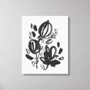 Lienzo Bloom de cameo - Blanco y negro