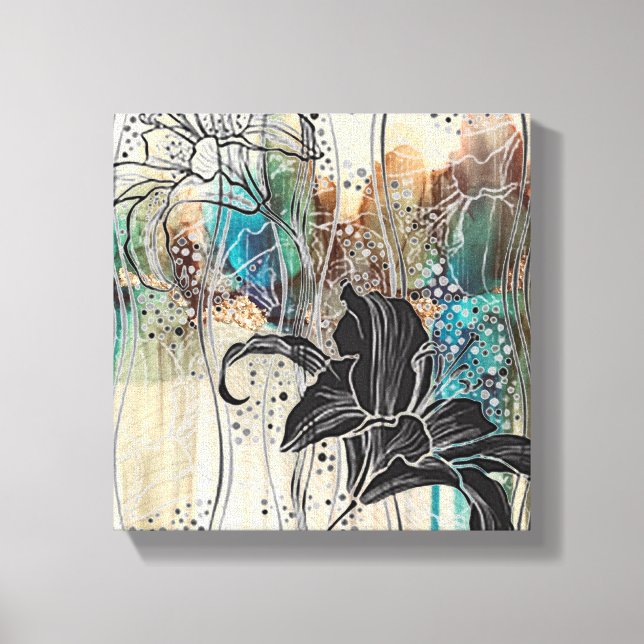 Lienzo "Bloom negro deslumbrante" 10" x 10" (Anverso)