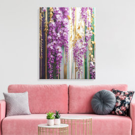 Lienzo Blooming Wallpaper Violet Gold Wisteria