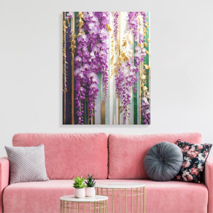 Lienzo Blooming Wallpaper Violet Gold Wisteria