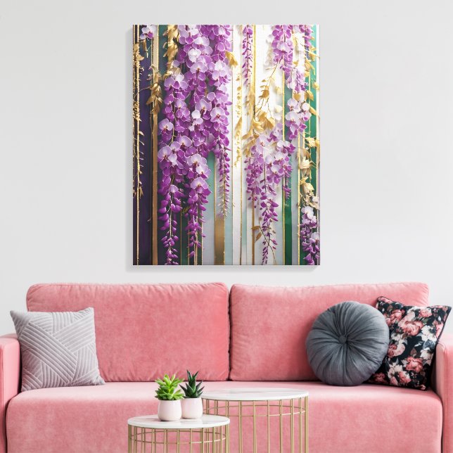 Lienzo Blooming Wallpaper Violet Gold Wisteria (Insitu (Sala de estar))