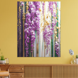Lienzo Blooming Wallpaper Violet Gold Wisteria