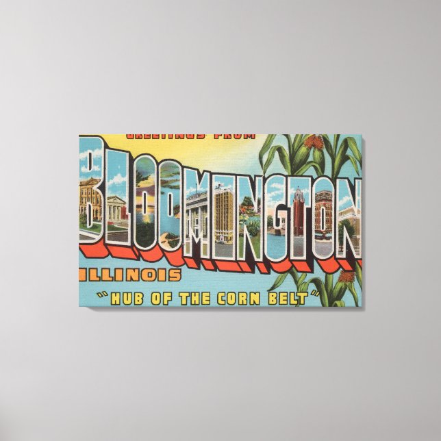 Lienzo Bloomington, Illinois - Escenas de letras grandes  (Anverso)