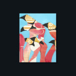 Lienzo Bloque de flamencos<br><div class="desc">"Flock of Flamingoes II" de Jennifer Rutledge. Presenta un grupo de flamencos con texturas variables aplicadas.</div>