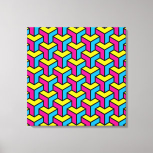Lienzo Bloque de ilusión óptica geométrica CMYK de negrit