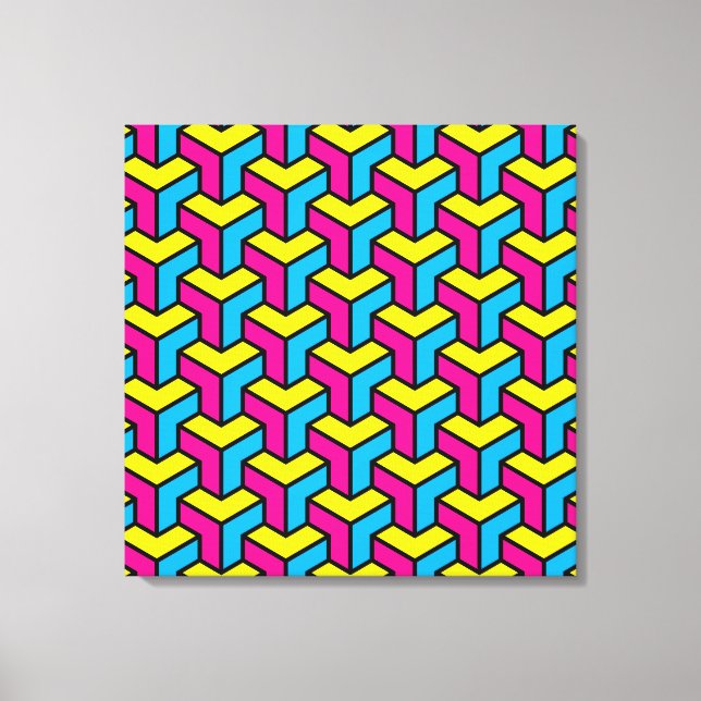 Lienzo Bloque de ilusión óptica geométrica CMYK de negrit (Anverso)