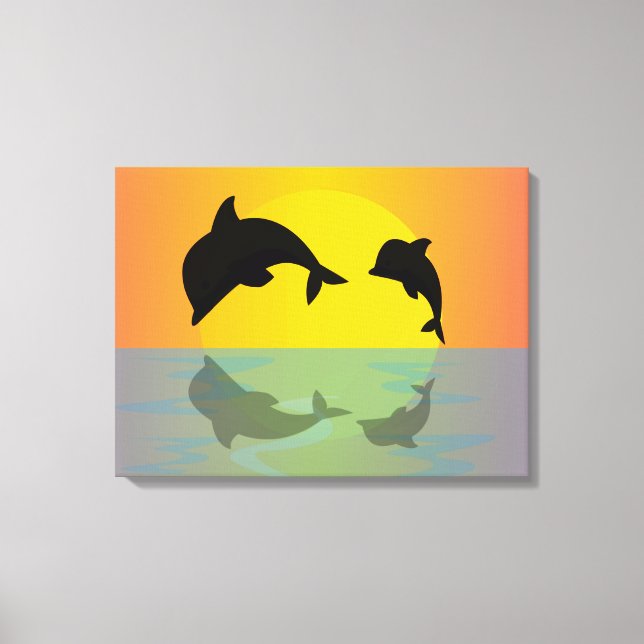 Lienzo Bloquear delfines al atardecer (Anverso)