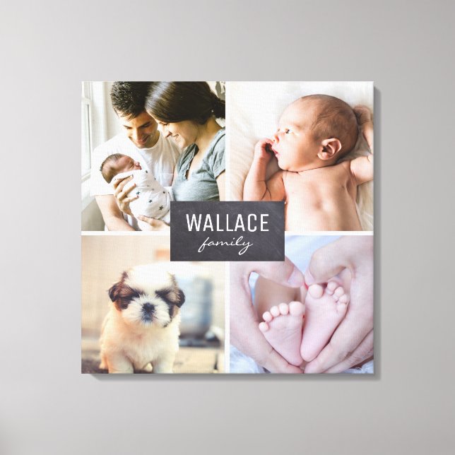 Lienzo Bloques de Collage de fotos familiar personalizado (Anverso)