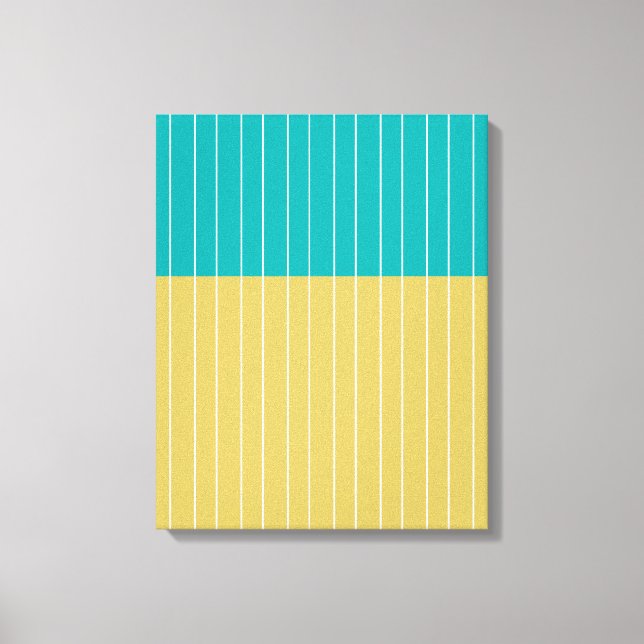 Lienzo Bloques geométricos y líneas azul amarillo (Anverso)