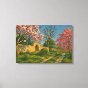 Lienzo Blossoms gemelos - Pintado de senderos de jardín t