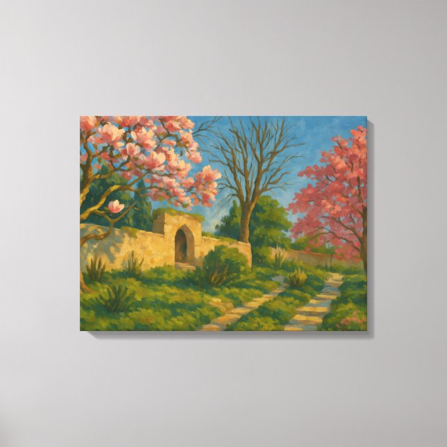 Lienzo Blossoms gemelos - Pintado de senderos de jardín t (Anverso)