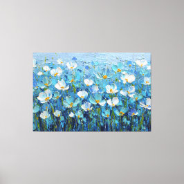 Lienzo Blue and Turquoise Floral Textured Painting 