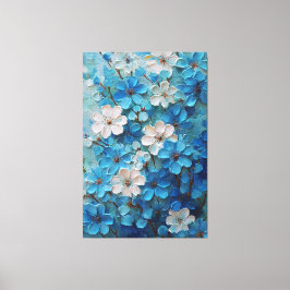 Lienzo Blue and White Blooming Floral Abstract Wall Art