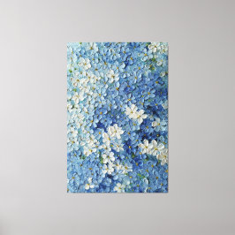 Lienzo Blue and White Blossoms on Green Abstract Wall Art