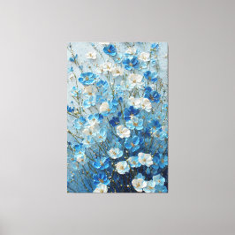 Lienzo Blue and White Blossoms on Light Blue Abstract 