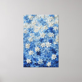 Lienzo Blue and White Floral Abstract Wall Art