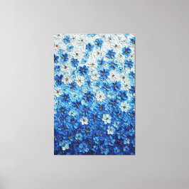 Lienzo Blue and White Floral Gradient Abstract Wall Art